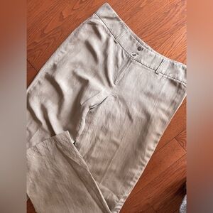 Cambio • Silk Bamboo Blend Straight Leg High Rise Light Beige Tracey Pants • 16